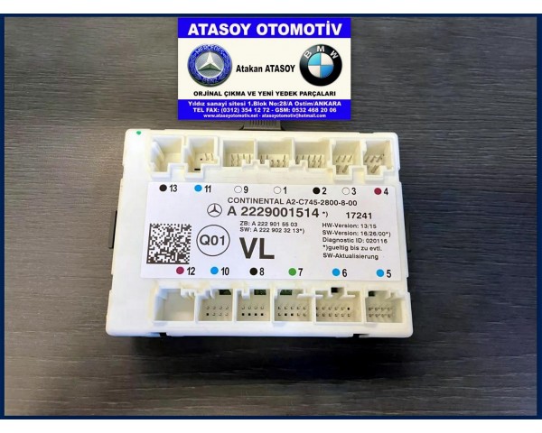 MERCEDES W222 VL KAPI BEYNİ A2229001514 A2229009912 A2229001612 A2229009909 A2229008909 A2229008408 A2229001808 A2229001807 A2229005806 A2229004706 A2229009805 A2229005405